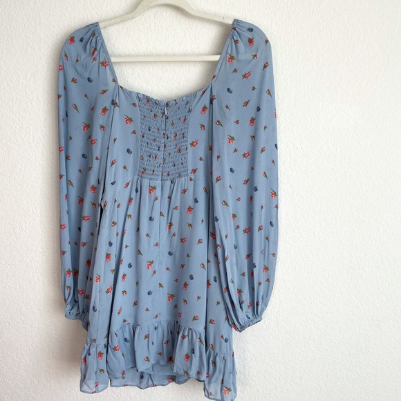 Reformation Cammi Light Blue Floral Mini Dress - Picture 8 of 14